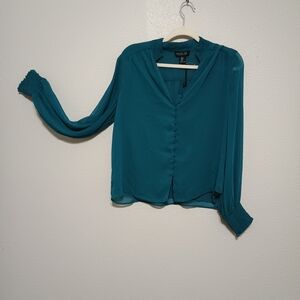 Rachel Zoe Teal Button-Up Blouse